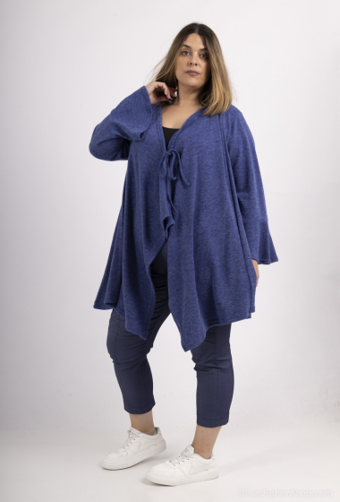 Wholesaler 2W Paris - Flowing cardigan with bow in knit fabrics