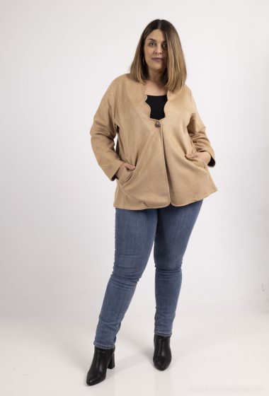 Wholesaler 2W Paris - Suede jacket with half-circle neckline