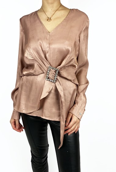 Wholesaler A BRAND - Satin top with strass belt buckle