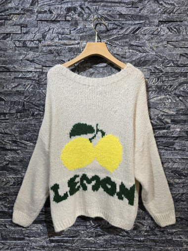 Grossiste Adilynn - Pull en maille à manches longues, dos citron « Lemon »