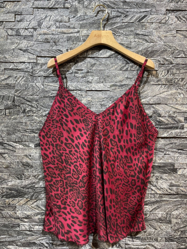 Wholesaler Adilynn - Flowing leopard print top, non-adjustable straps