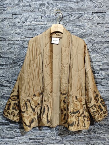 Wholesaler Adilynn - Light leopard print jacket, two front pockets