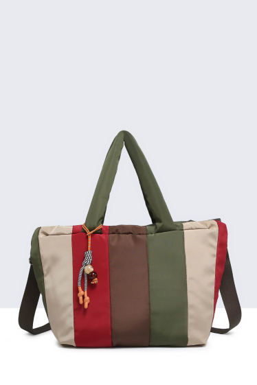 Mayorista A&E - 28680-BV Bolso de mano efecto plumífero de nailon multicolor