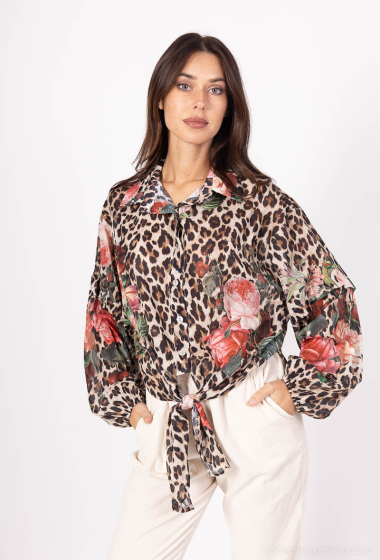 Mayorista BY COCO - Camisa lazo estampado rosas y leopardo