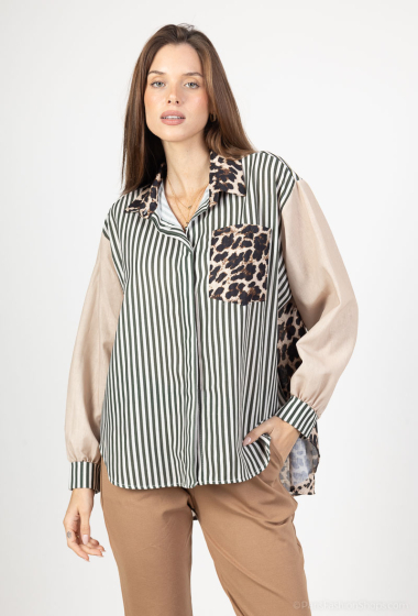 Mayorista BY COCO - Camisa bolsillo rayas leopardo