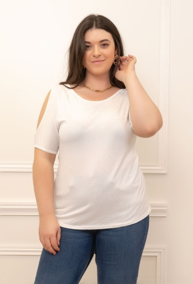 Wholesaler Alison B. Paris - Glitter top with back in V neckline ALSYON B. PARIS Made In France