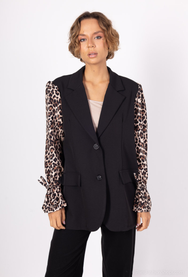 Wholesaler Amy&Clo - Blazer with leopard sleeves