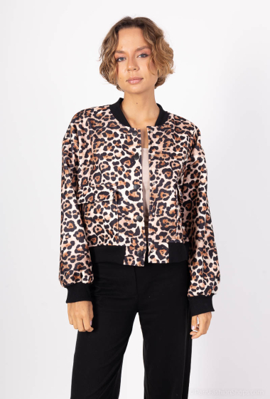 Wholesaler Amy&Clo - Textured animal print bomber jacket