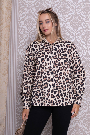 Mayorista Amy&Clo - Camisa de algodón con estampado de leopardo