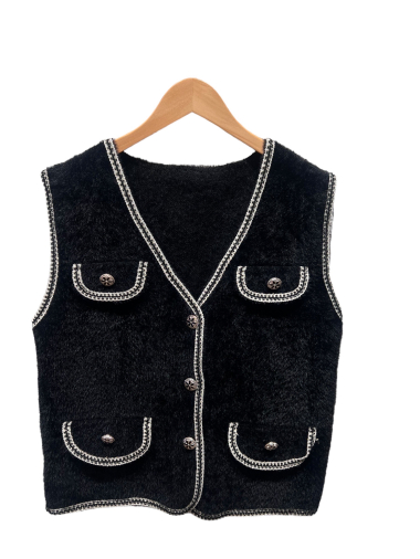 Wholesaler Amy&Clo - Knitted vest with gold buttons