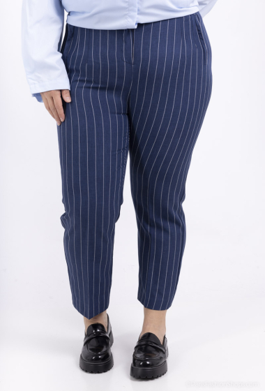 Grossiste Amy&Clo - Plus size Pantalon taille haute à rayures