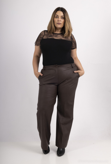 Wholesaler Amy&Clo - Plus size wide-leg faux-leather pants