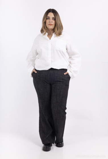 Wholesaler Amy&Clo - Plus size Denim-effect cotton trousers