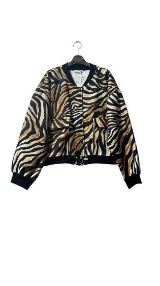 Wholesaler Amy&Clo - Plus size textured animal print bomber jacket