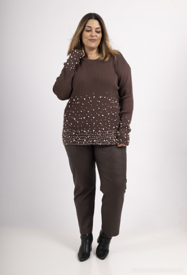 Grossiste Amy&Clo - PLUS SIZE Pull col rond à perles