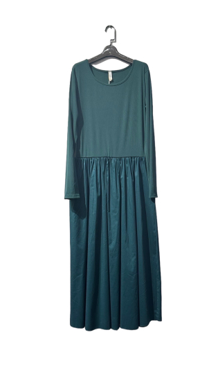 Wholesaler Amy&Clo - Plus size Plain bi-material dress in jersey and cotton