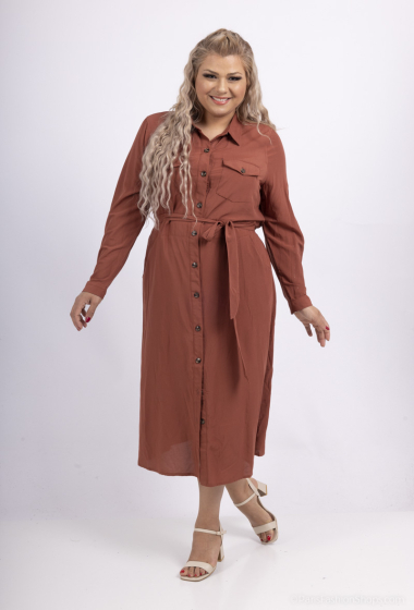 Wholesaler Amy&Clo - Plus size viscose shirt dress