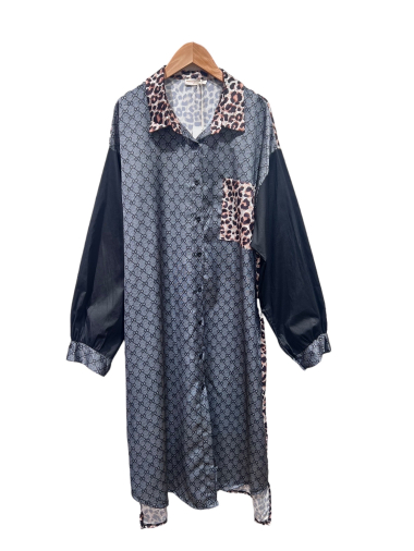 Wholesaler Amy&Clo - Plus size shirt dress mix of prints