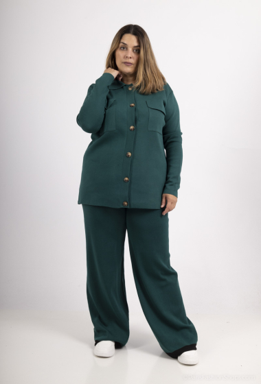 Wholesaler Amy&Clo - PLUS SIZE Knitted jacket with shirt collar