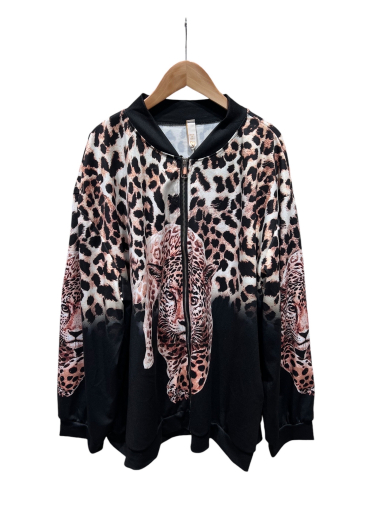 Wholesaler Amy&Clo - PLUS SIZE Lightweight leopard print jacket