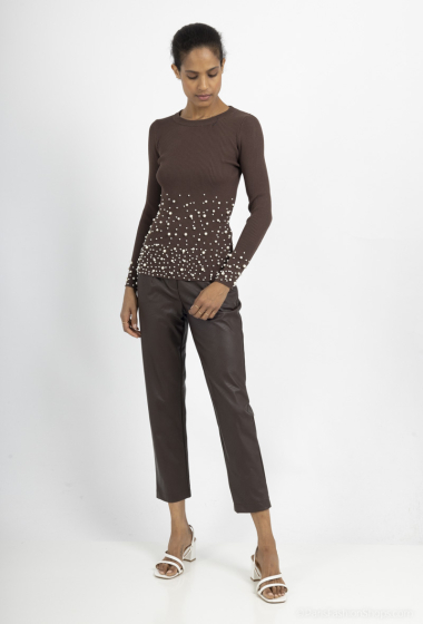 Wholesaler Amy&Clo - Round-neck beaded sweater