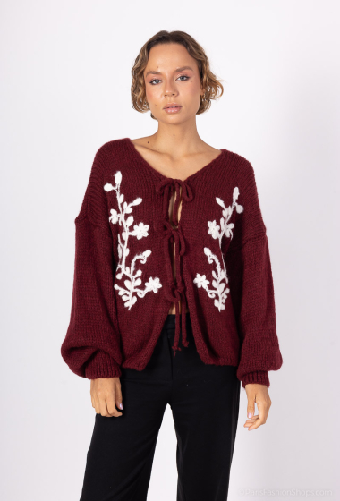 Wholesaler Amy&Clo - Mohair sweater with knots and embroidery