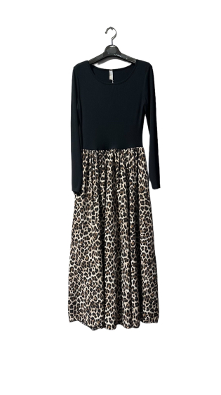 Mayorista Amy&Clo - Vestido bimateria jersey y animal print