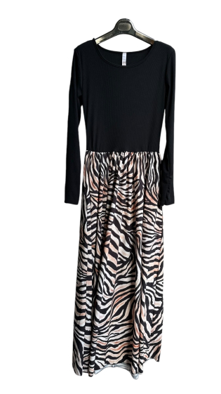 Wholesaler Amy&Clo - Bi-material jersey and animal print dress