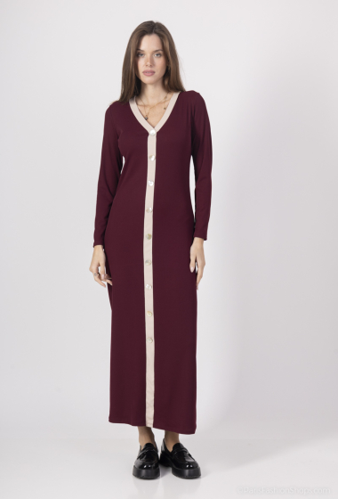 Wholesaler Amy&Clo - Long jersey dress with decorative buttons