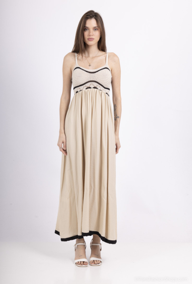 Grossiste Amy&Clo - Robe maxi-longue bicolore détail en crochet