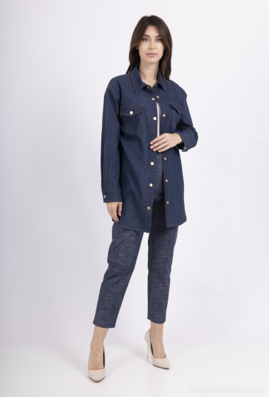 Großhändler Amy&Clo - Overshirt aus Baumwolle mit Denim-Effekt