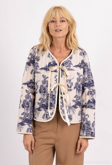 Mayorista Amy&Clo - Chaqueta corta acolchada estampada con lazos