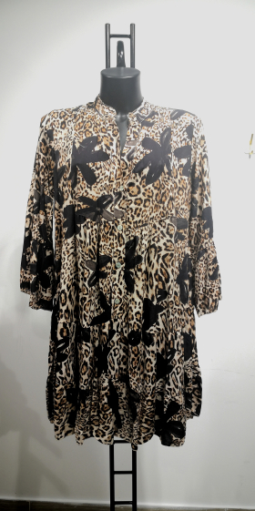 Wholesaler ANNE LOU'S - Leopard mid-length dress 96 cm