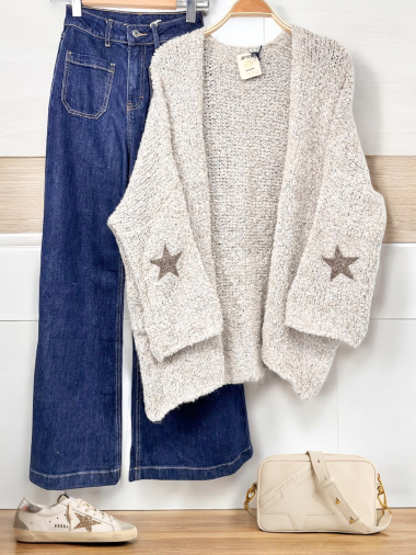 Wholesaler APRIL VINTAGE - DOUDOU VEST WITH STARS SLEEVE