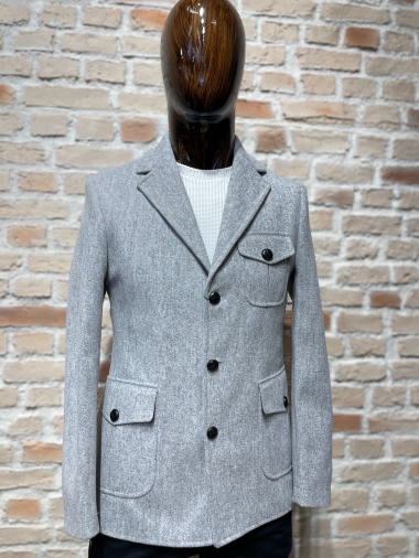 Wholesaler BARON PRESTIGE 1983 - Gray Blazer with Buttons and Multiple Pockets