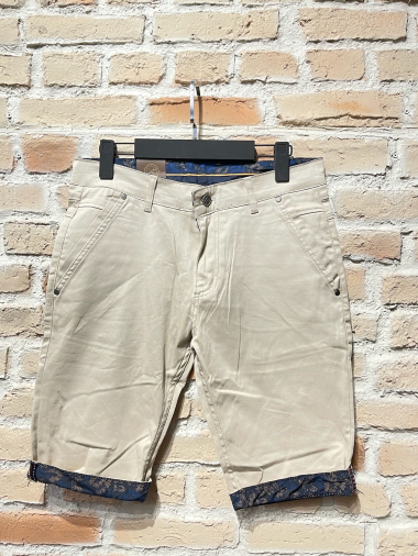 Wholesaler BARON PRESTIGE 1983 - Beige shorts with printed cuffs