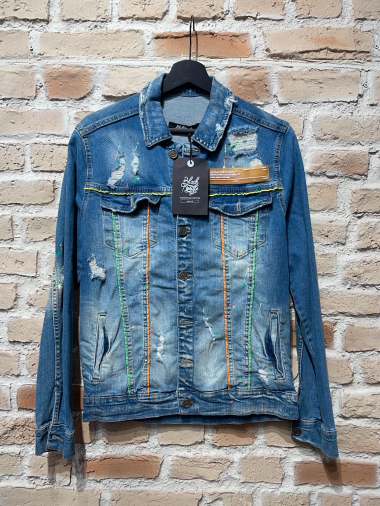 Wholesaler BARON PRESTIGE 1983 - Washed denim jacket with colorful details