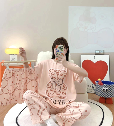 Wholesaler BELLE COM'ELLE - Bear Bow Tie 3-Piece Pajamas Set