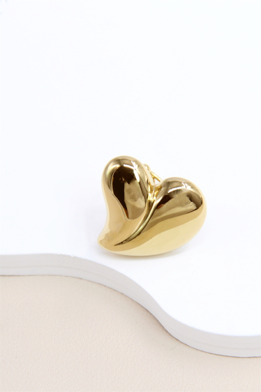 Wholesaler Bellissima - Adjustable Stainless Steel Ring with Heart Design