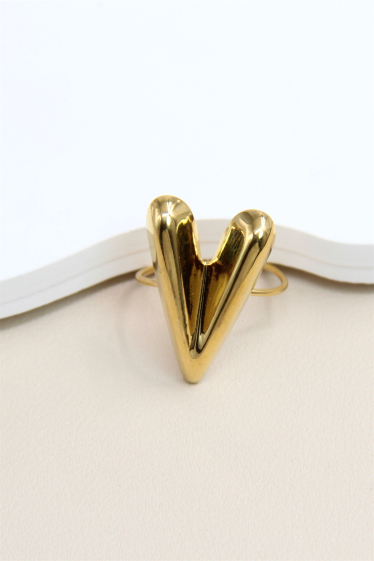 Wholesaler Bellissima - Adjustable Heart Ring in Stainless Steel