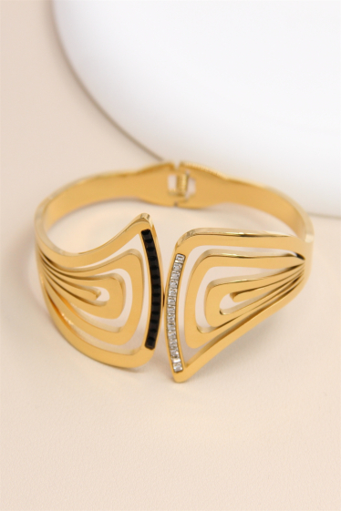 Mayorista Bellissima - Brazalete de acero inoxidable con pedrería - Golden Sparkle