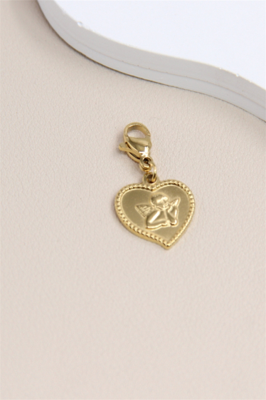 Wholesaler Bellissima - Stainless Steel Heart-Shaped Charm with Angel