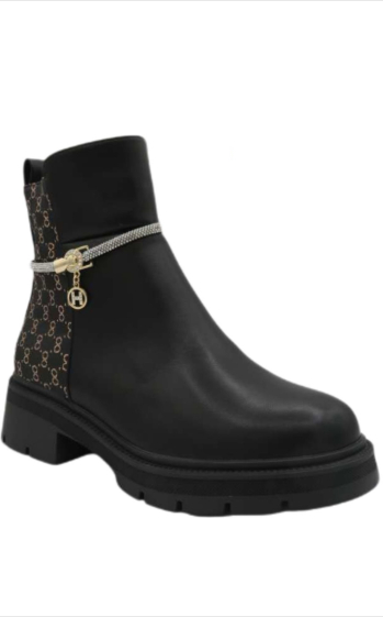 Wholesaler Bello Star - Faux leather ankle boot with pattern and rhinestones