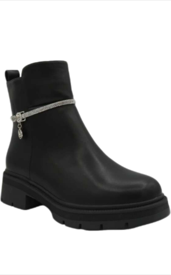 Wholesaler Bello Star - Faux leather ankle boot with pattern and rhinestones