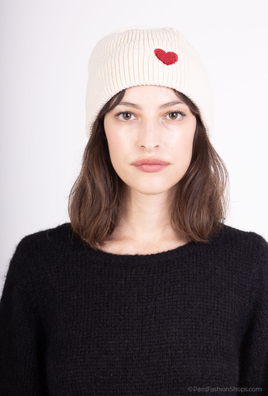 Wholesaler Best Angel-Fashion Kingdom - Plain simple beanie with heart on the cuff