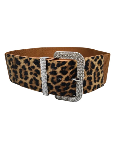 Wholesaler Best Angel-Fashion Kingdom - Leopard elastic belt with rhinestone buckle