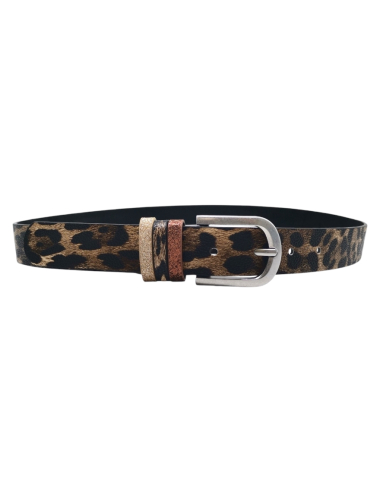 Wholesaler Best Angel-Fashion Kingdom - Leopard denim belt with triple loop