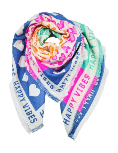 Wholesaler Best Angel-Fashion Kingdom - Double-sided colorful square scarf "Happy vibes"