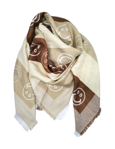 Wholesaler Best Angel-Fashion Kingdom - Double-sided colorful square scarf with smiley face pattern