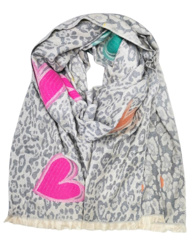 Wholesaler Best Angel-Fashion Kingdom - Double-sided scarf with leopard and heart pattern